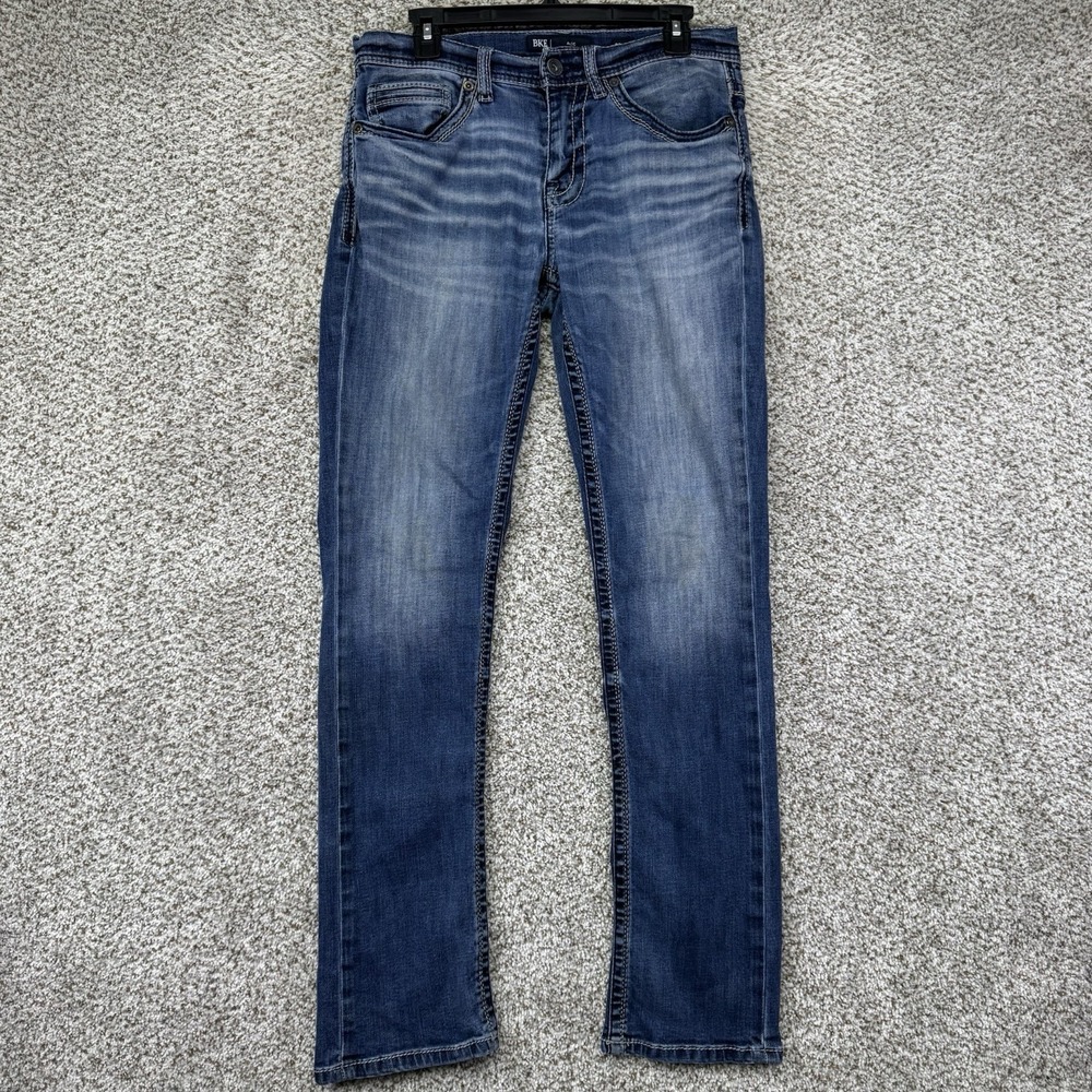 BKE Alec Jeans Men's Size 32x32 Blue Denim Bootcut Buckle Brand Preppy Medium